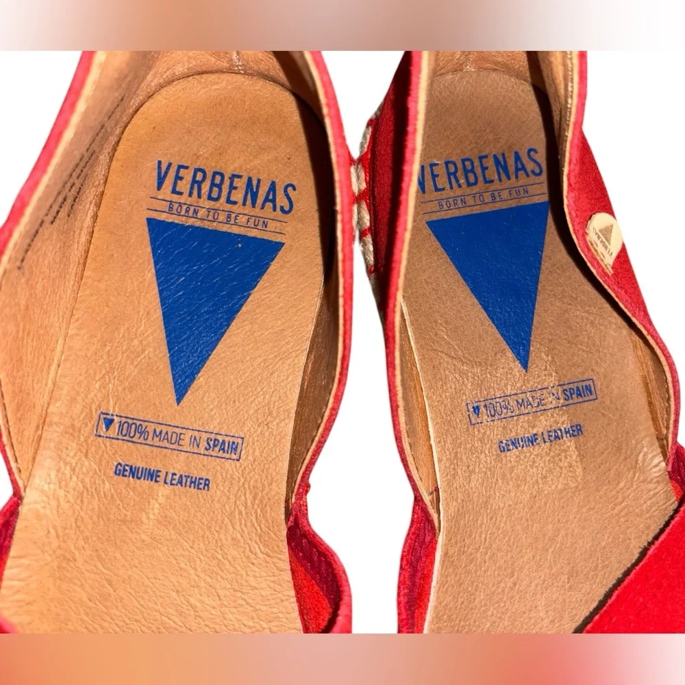Verbenas Espadrilles Carmen Serraje Fuego Suede Flats Size 9 Red Size EU 40
